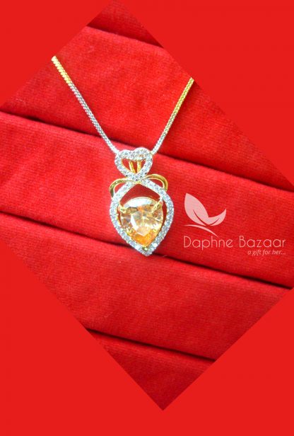 PE36, Daphne Amber Zircon Studded Pendant for Women