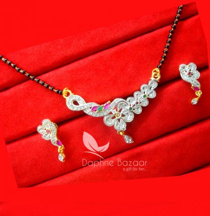 S50, Daphne Zircon Leaf Sleek Art Mangalsutra set for Women