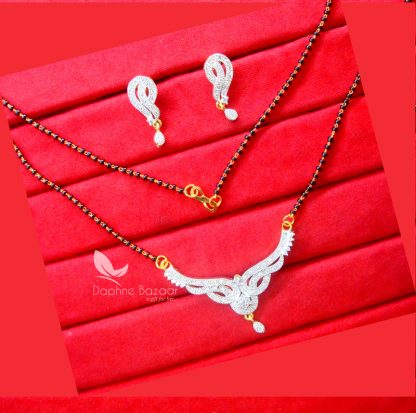 S51, Daphne Zircon Leaf Sleek Art Mangalsutra set for Women