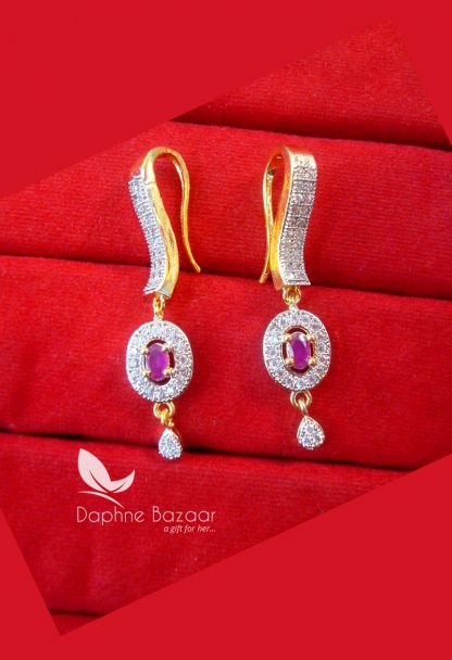 E96, Daphne Pink Crystal Hanging Earring set for Valentine Gift collection for women