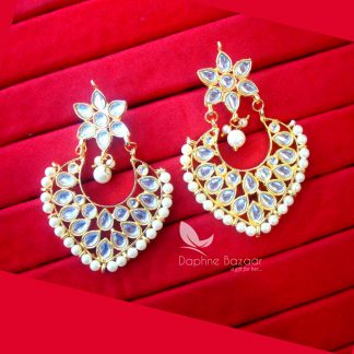 KE26, BOLLYWOOD FASHION GOLD PLATED KUNDAN EARRINGS FOR WOMEN