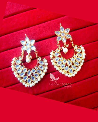 KE26, BOLLYWOOD FASHION GOLD PLATED KUNDAN EARRINGS FOR WOMEN