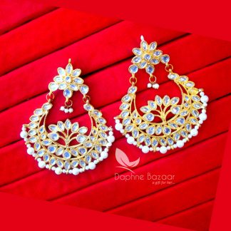 KE28, BOLLYWOOD FASHION GOLD PLATED KUNDAN EARRINGS FOR WOMEN