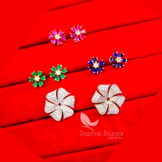 CE36, Daphne Zircon Flower Six in One Changeale Earrings for Women - FRAME