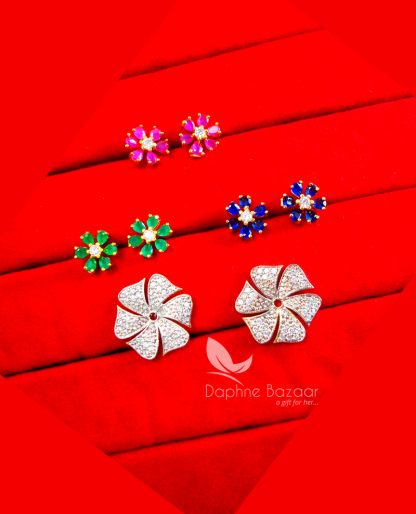 CE36, Daphne Zircon Flower Six in One Changeale Earrings for Women - FRAME