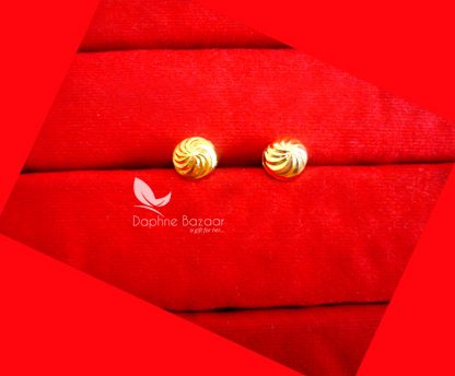 E65, Daphne Golden Art Earring, Beautiful Gift for Women - Front View of Pusher type Screw