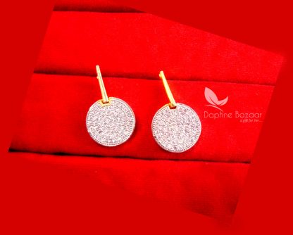 E98, Daphne Designer Choice Round Golden Silver Earrings Set for Women - Front