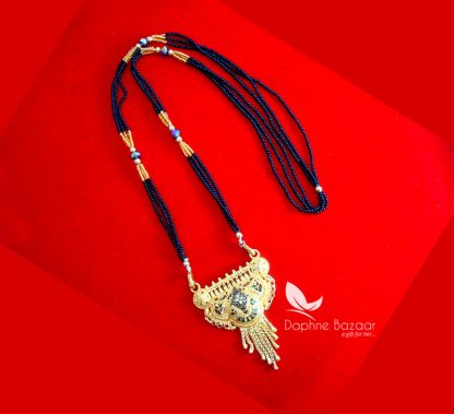 ME20, Daphne Handmade Gold With Black Beads Mangalsutra Chain, Gift for Wife
