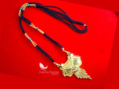 ME22, Daphne Handmade Gold With Black Beads Mangalsutra Chain, Gift for Wife