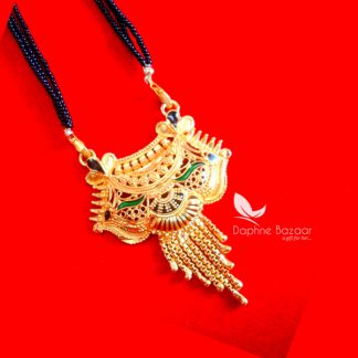 ME22, Daphne Handmade Gold With Black Beads Mangalsutra Chain, Gift for Wife - Full View