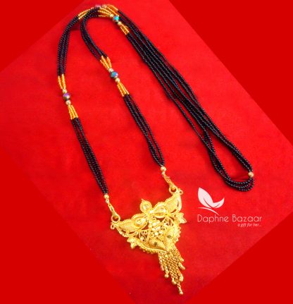 ME23, Daphne Handmade Golden Mangalsutra Necklace With Black Beads , Gift for Wife