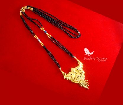 ME24, Daphne Handmade Golden Mangalsutra Necklace With Black Beads , Gift for Wife