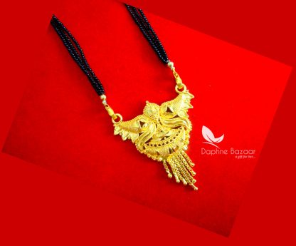 ME24, Daphne Handmade Golden Mangalsutra Necklace With Black Beads , Gift for Wife - Full View 2