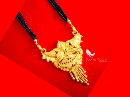 ME24,Daphne Handmade Golden Mangalsutra Necklace With Black Beads , Gift for Wife - Full View