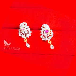 PE45E, DAPHNE PINK ZIRCON FLORA EARRING SET FOR WOMEN, BEST GIFT