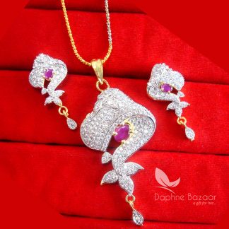 PE47, Daphne Pink Zircon Pendant Earrings Valentine Surprise Gift for Wife