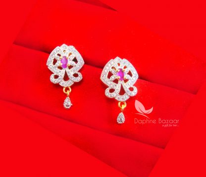 PE51E, Daphne Zircon Studded Flora Earring for Women