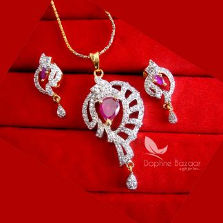 PE53, DAPHNE PINK ZIRCON PENDANT SET FOR VALENTINE SURPRISE GIFT FOR WIFE