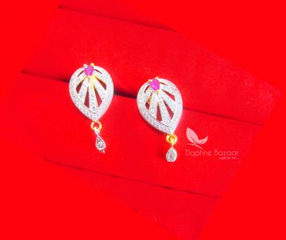 PE58E, Daphne Pink Oval Shape Designer Zircon Earring Set for Women