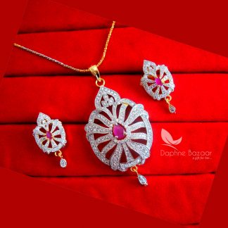PE59, Daphne Pink Zircon Pendant Set for Valentine Gift for Women