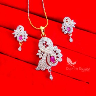 PE60, Dahpne Pink Zircon Studded Pendant Earrings for Women and Best Gift for Wife