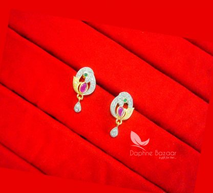 PE67E, Daphne Pink Zircon Pendant Earrings Gift for Wife