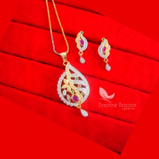 PE69, Daphne Pink Zircon Pendant With Earrings Gift For Women