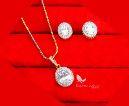 PE84, Daphne Premium Quality Zircon Pendant With Earrings Gift for Wife