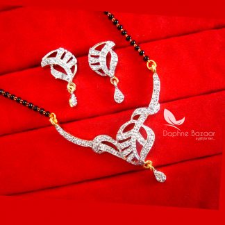 S58, Daphne Leafy Zircon Designer Mangalsutra for Women, Wedding Jewelry Gift