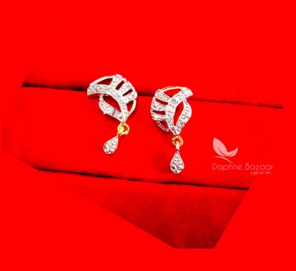 S58E, Daphne Leafy Zircon Designer Earrings for Women