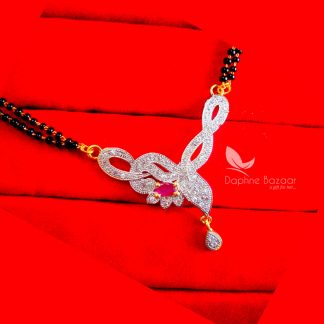 S59P, Daphne Pink Zircon Mangalsutra Pendent For Valentine Gift