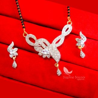 S62, Daphne Zircon Leaf Sleek Art Mangalsutra Set For Women