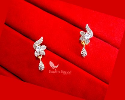 S62E, Daphne Zircon Leaf Sleek Art Earring Set For Women