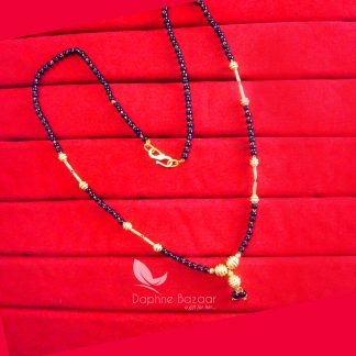 T67, Daphne Handmade Gold with Black Beads Mangalsutra Chain