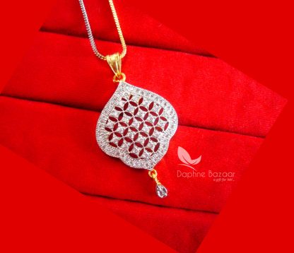 Z56P, Daphne Silvery Zircon Designer Pendant Set Birthday Gift for Beautiful Wife