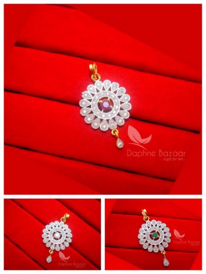 CAD222324P, Daphne Green, Pink, Zircon Flower Pendant Cute Gift for Wife or Friend