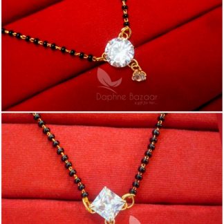 CME121151P, Two Zircon Studded Beautiful Daphne Zircon Mangalsutra for Women, Gift for Wife