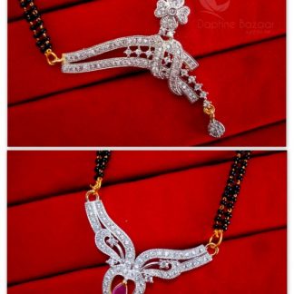 CMS6266P, Two Zircon Studded Beautiful Daphne Zircon Mangalsutra Pendant for Women, Gift for Wife