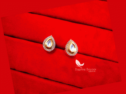 KE35 Daphne Elegant Zircon Kundan Cute Tiny Handmade earrings for Women