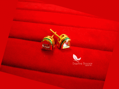 KE39, Daphne Cute Tiny Handmade Kundan Earrings for Women, Best Gift - Side View