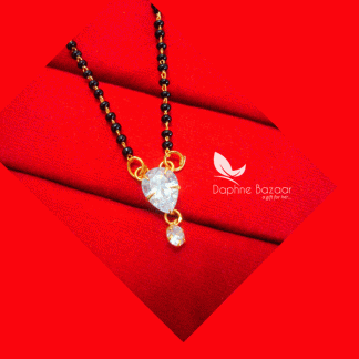 ME171P Daphne Cute Heart Zircon Black Beads Mangalsutra For Wife