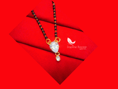 ME171P Daphne Cute Heart Zircon Black Beads Mangalsutra For Wife