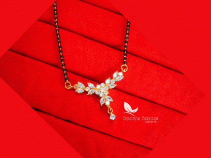 ME32, Daphne Flora Golden Zircon Studded Mangalsutra, Featuring Bollywood Single String