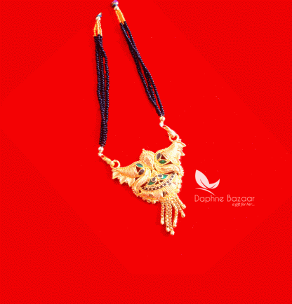 ME53, Daphne Handmade Golden Mangalsutra Necklace With Black Beads , Gift for Wife