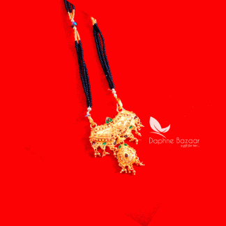 ME55, Daphne Handmade Golden Mangalsutra Necklace With Black Beads , Gift for Wife