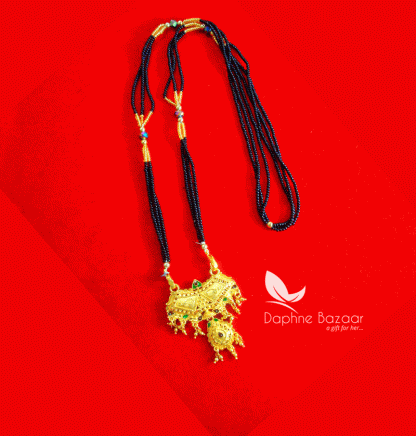 ME55, Daphne Handmade Golden Mangalsutra Necklace With Black Beads , Gift for Wife - Full View