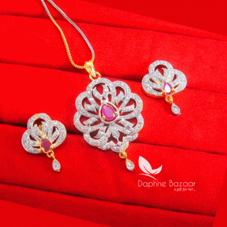 PE100, Daphne Pink Zircon Pendant Earrings for Beautiful Surprise Gift for Wife