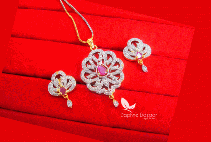 PE100, Daphne Pink Zircon Pendant Earrings for Beautiful Surprise Gift for Wife