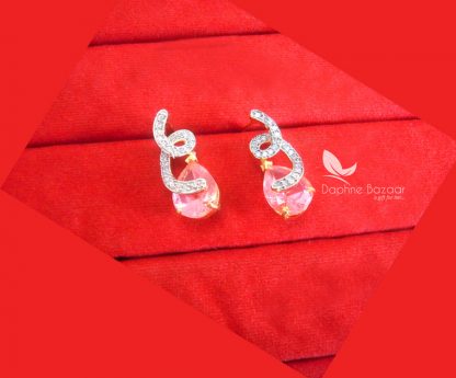 PE85E, Daphne Rose Pink Zircon Studded Earrings for Women