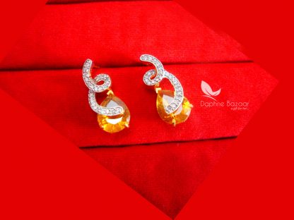 PE86E, Daphne Amber Zircon Studded Earrings for Women